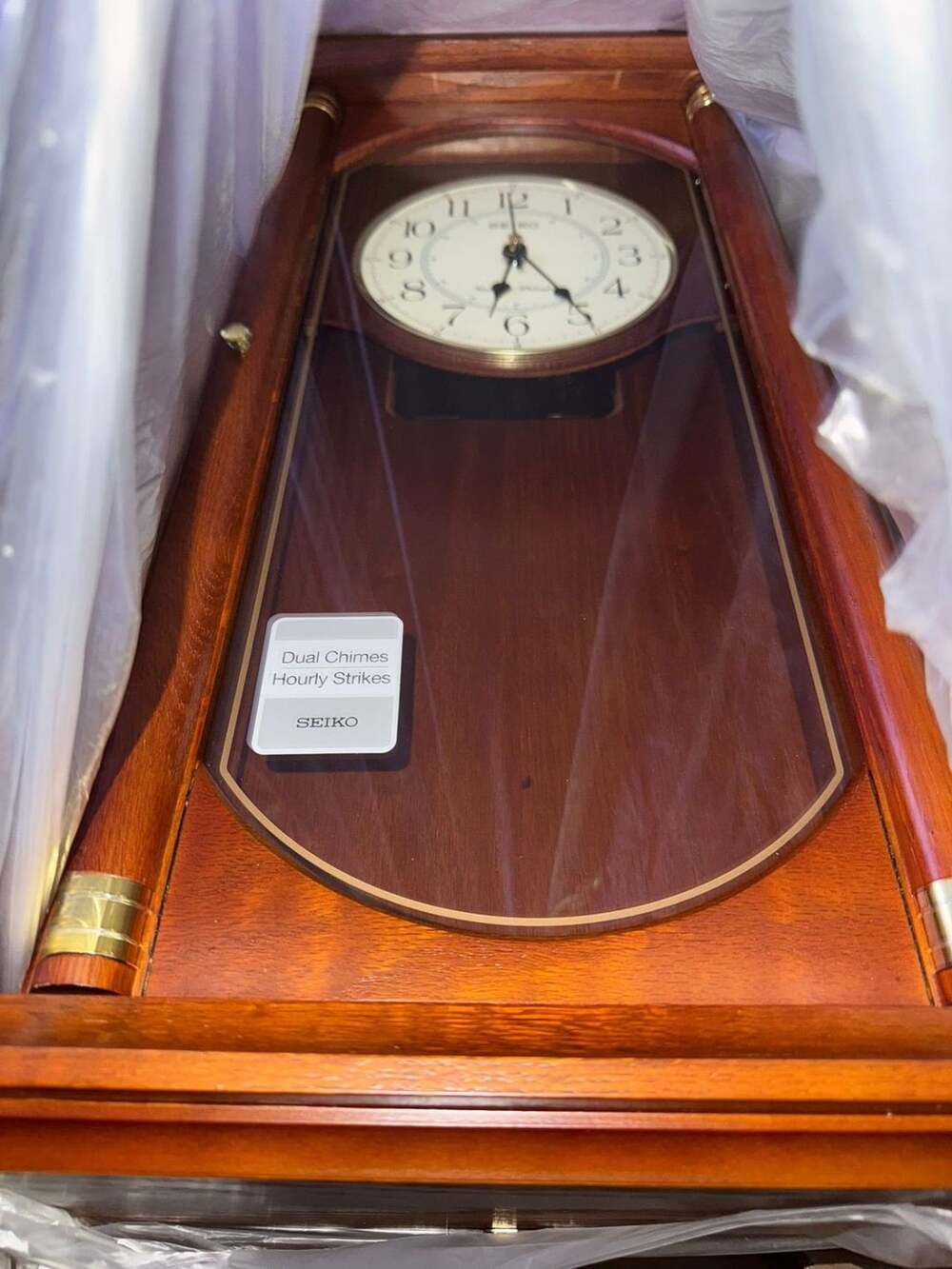Seiko Pendulum Wall Clock QXH039BLH Brown Dual Chimes New